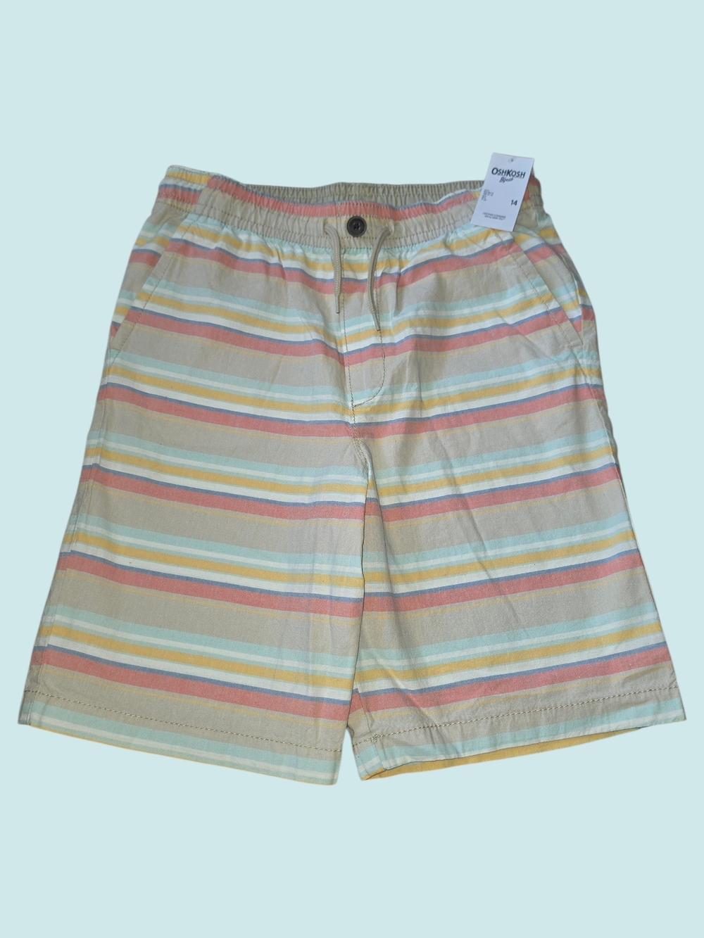 OshKosh B'gosh Beige Striped Men's Flat Front Shorts